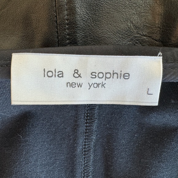 Lola & Sophie Leather Sweater Sleeve Jacket in Black - Size L - Picture 7 of 9